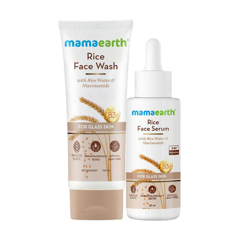 Mamaearth Rice Face Wash & Serum Combo For Glass Skin - combo