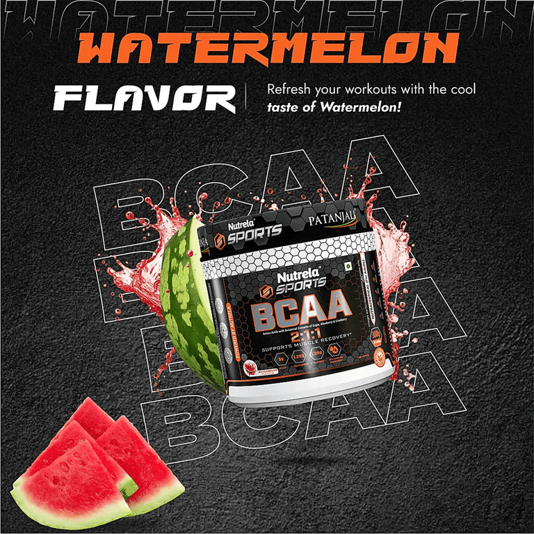Patanjali Nutrela Sports BCAA Powder (Watermelon Flavour) - 300 gm