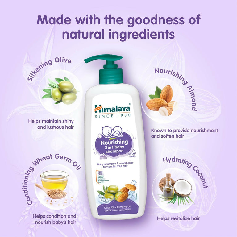 Himalaya Nourishing 2 in 1 Baby Shampoo & Conditioner for Tangle Free Hair - 400 ml