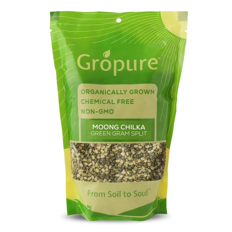 Gropure Organic Moong Dal Chilka (Green Gram Split) - 500 gm