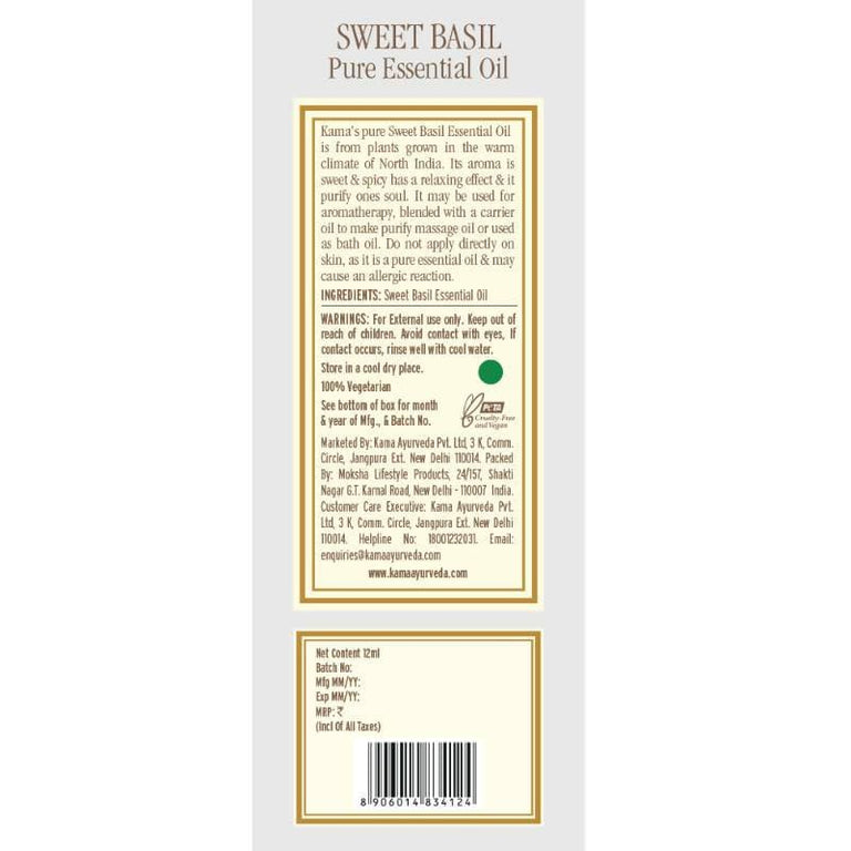Kama Ayurveda Sweet Basil Essential Oil 12ml - 12 ml