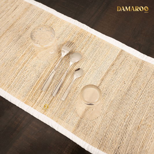 Damaroo 72X12 inch | Handcrafted Banana Fiber Beige Table Runner for Eco-Friendly Dining - Beige - 72x12 inch