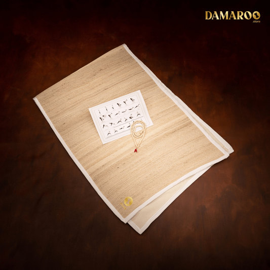 Damaroo 68x24 inch | Handcrafted Beige Banana Fiber Yoga Mat | Anti Skid Canvas Lining - Beige - 68x24 inch