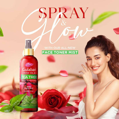 Dabur Gulabari Rose Oil & Tea Tree Face Toner Mist & Rose Water - 200 ml