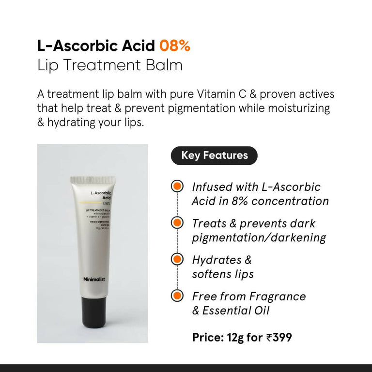 Minimalist 8% L-Ascorbic Acid Lip Treatment Balm - 12 gm