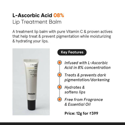 Minimalist 8% L-Ascorbic Acid Lip Treatment Balm - 12 gm