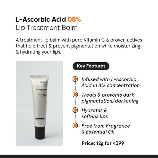 Minimalist 8% L-Ascorbic Acid Lip Treatment Balm - 12 gm