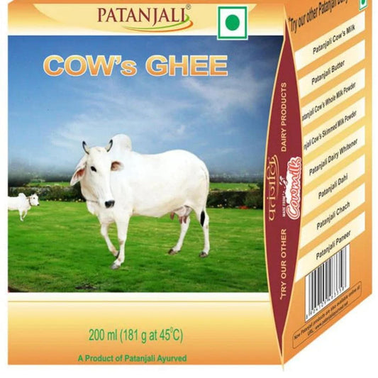 Patanjali Cow's Ghee | Desi Ghee, Aiding Digestion, and Boosting Energy - 200 ml - Pack of 1