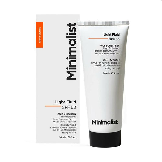 Minimalist Light Fluid Face Sunscreen with SPF 50 PA++++ - Lightweight, Water & Sweat Resistant - 50 ml