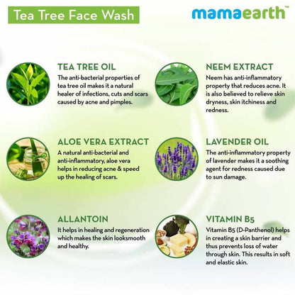 Mamaearth Tea Tree Face Wash for Acne & Pimples - 100 ml - Pack of 1