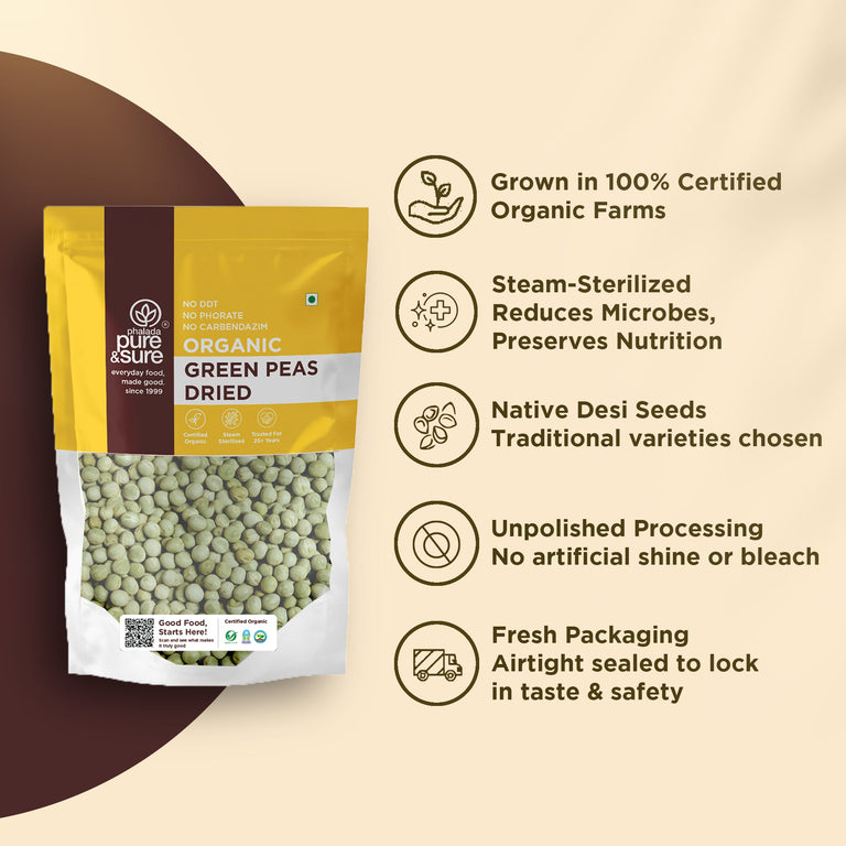 Pure & Sure Organic Green Peas Dried - 500 gm