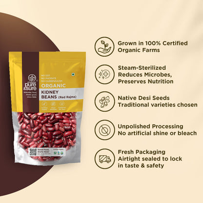 Pure & Sure Organic Kidney Beans / Rajma - 500 gm