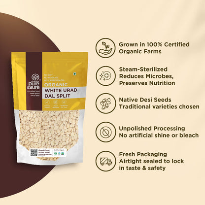 Pure & Sure Organic White Urad Dal Split - 500 gm
