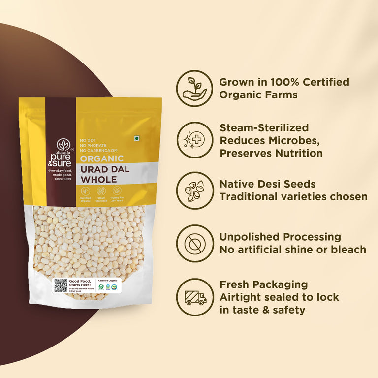 Pure & Sure Organic White Urad Dal Whole - 500 gm