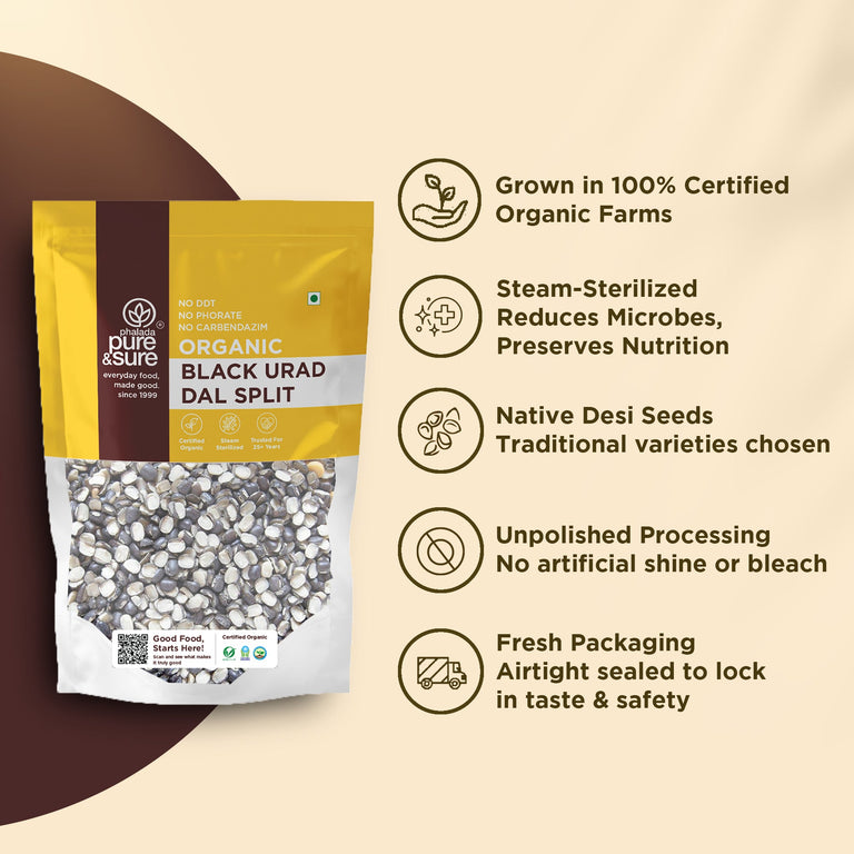 Pure & Sure Organic Black Urad Dal Split - 500 gm