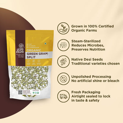 Pure & Sure Organic Green Gram Split - 500 gm