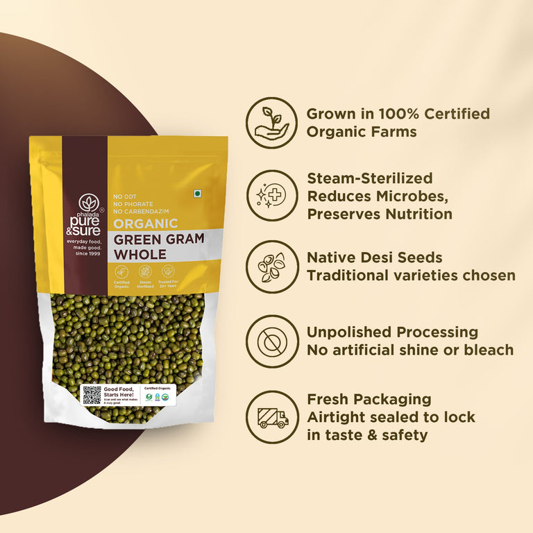 Pure & Sure Organic Green Gram Whole - 500 gm