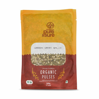Pure & Sure Green Gram Split Traditional Organic Pulses - 500 gm