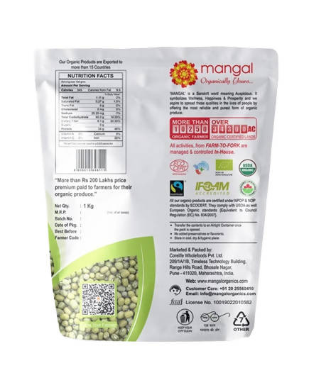 Mangal Organics Green Moong Whole - 1 kg