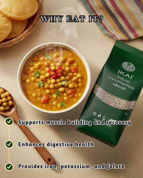 IKAI Natural Dry White Peas - 500 gm