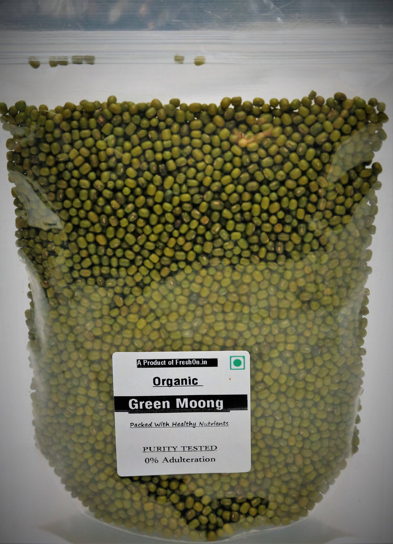 Freshon Organic Green Moong Whole - 500 gm