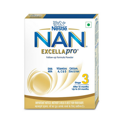 Nestle Nan Excellapro Follow-Up Formula Powder - Stage 3 (After 12 Months) - 400 gm Refill Pack