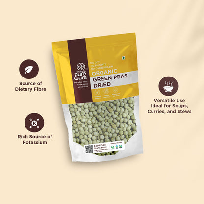 Pure & Sure Organic Green Peas Dried - 500 gm