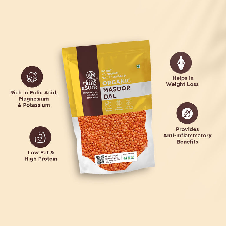 Pure & Sure Organic Masoor Dal - 500 gm