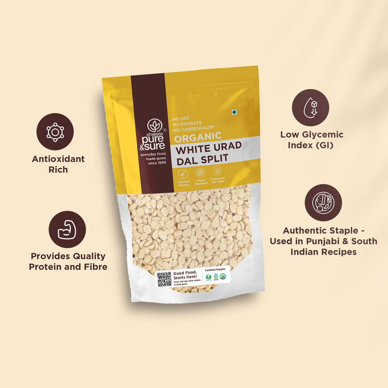 Pure & Sure Organic White Urad Dal Split - 500 gm