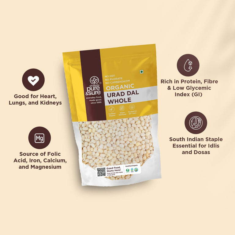 Pure & Sure Organic White Urad Dal Whole - 500 gm