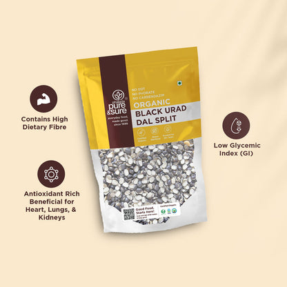 Pure & Sure Organic Black Urad Dal Split - 500 gm
