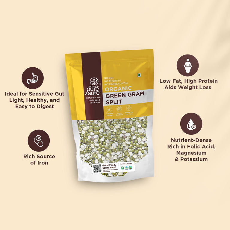 Pure & Sure Organic Green Gram Split - 500 gm