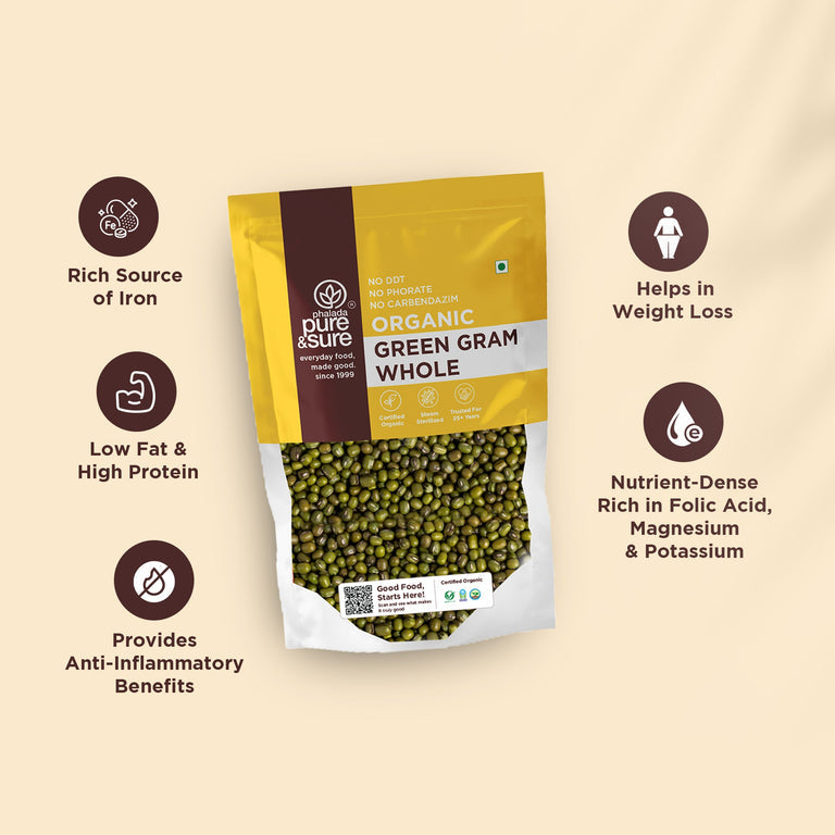 Pure & Sure Organic Green Gram Whole - 500 gm
