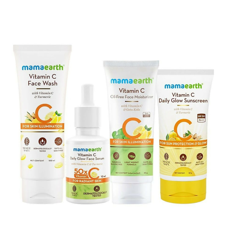 Mamaearth CSMS (Cleanser, Serum, Moisturizer, Sunscreen) Vitamin C Daily Glow Combo - combo