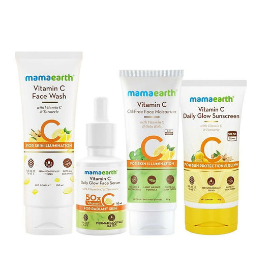 Mamaearth CSMS (Cleanser, Serum, Moisturizer, Sunscreen) Vitamin C Daily Glow Combo - combo