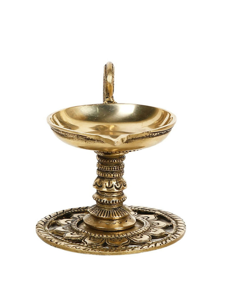 CraftVatika Gold-Toned Handmade Oil Lamp Showpiece