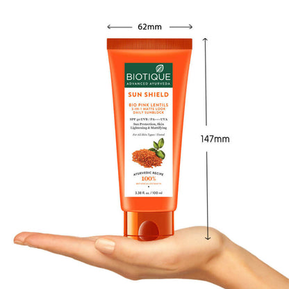 Biotique Bio Pink Lentils 3 In 1 Matte Look Sun Shield SPF 40 - 50 ml