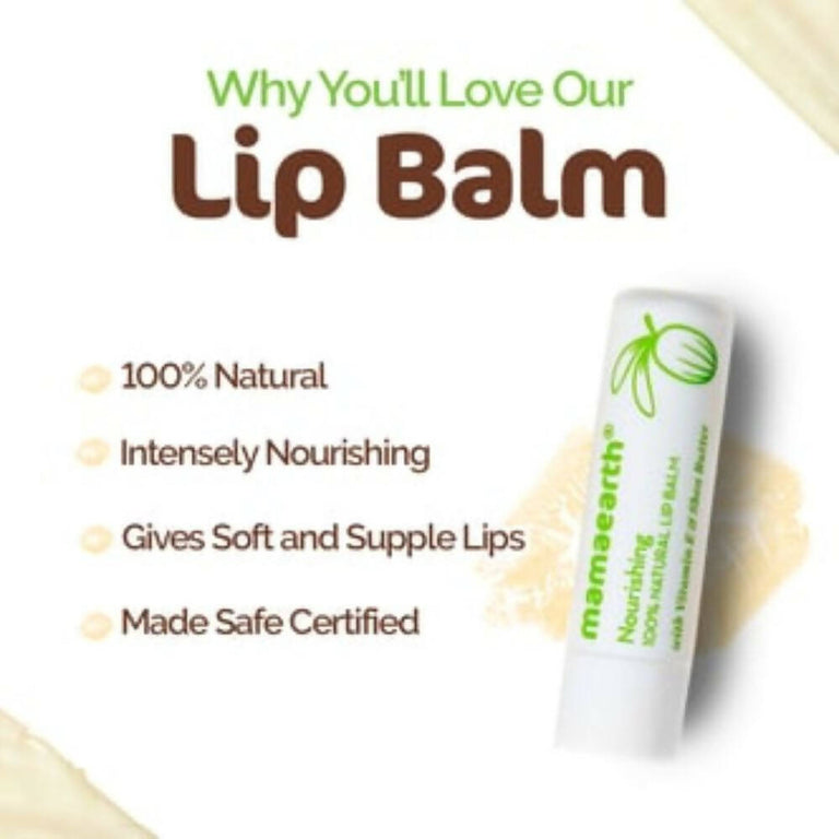Mamaearth Nourishing 100% Natural Lip Balm With Vitamin E & Shea Butter - 4 gm