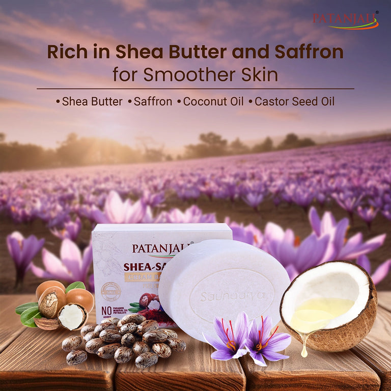 Patanjali Shea- Saffron Cream Bathing Bar 125g (B3 G1) - 375 gm