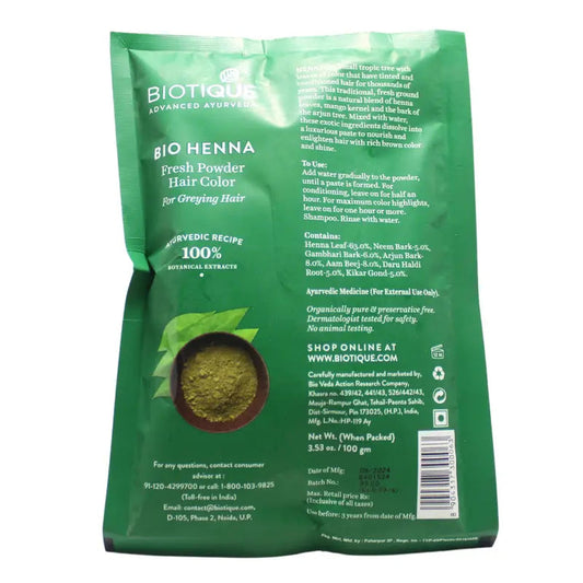 Biotique Advanced Ayurveda Bio Henna Fresh Powder Hair Color - 100 gm