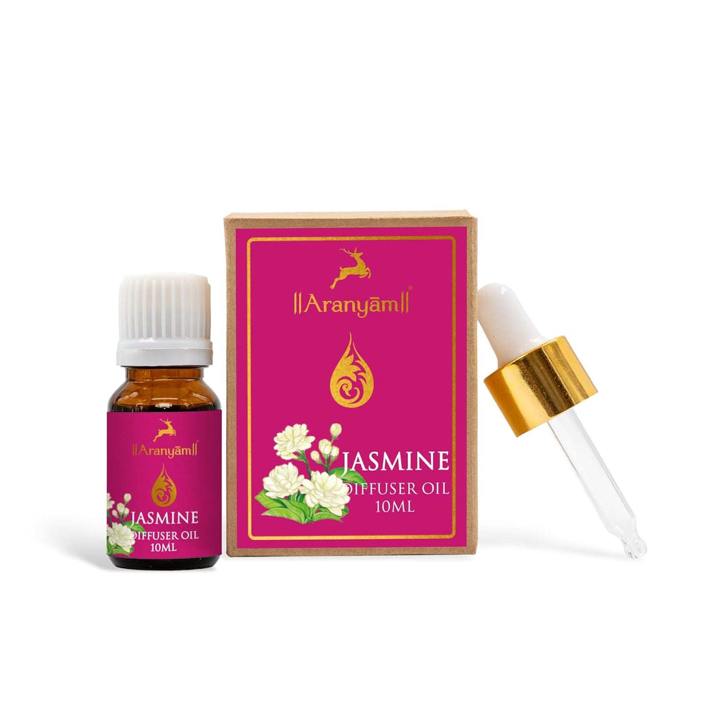 Aranyam Perfumes Natural | Jasmine Diffuser Oil Blend | 100% Natural Aromatic Scent using Pure Essential Oil | Suitable for Living Room Offices Bedroom & Studios | Non-Synthetic & Non-Toxin Fragrance