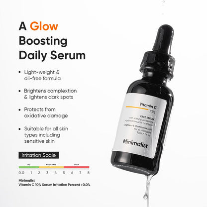 Minimalist 10% Vitamin C Face Serum For Glowing Skin - 30 ml