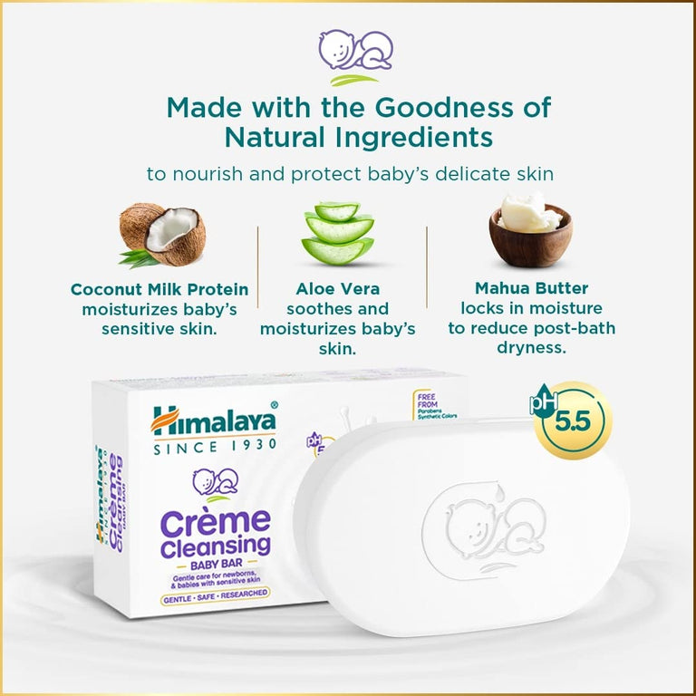 Himalaya Herbals Creme Cleansing Baby Bar For Baby's Sensitive Skin - 50 gm