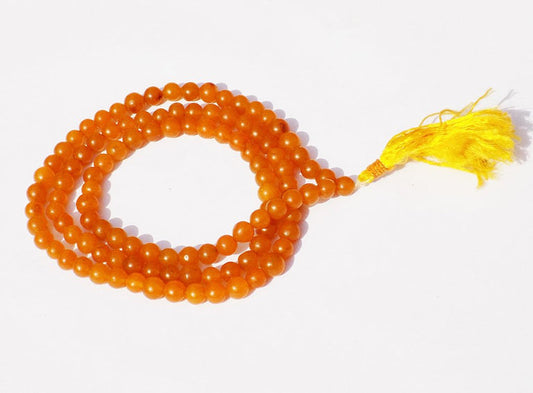 Kannssky Orange Hakik (Agate) Mala - Hindu Buddhist Prayer Beads