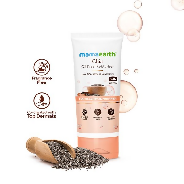 Mamaearth Chia Oil-Free Moisturizer with Chia Seed & Ceramides for Healthy Skin Barrier - 80 gm