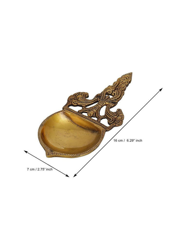 eCraftIndia Beige Ethnic Design Diya With Handle