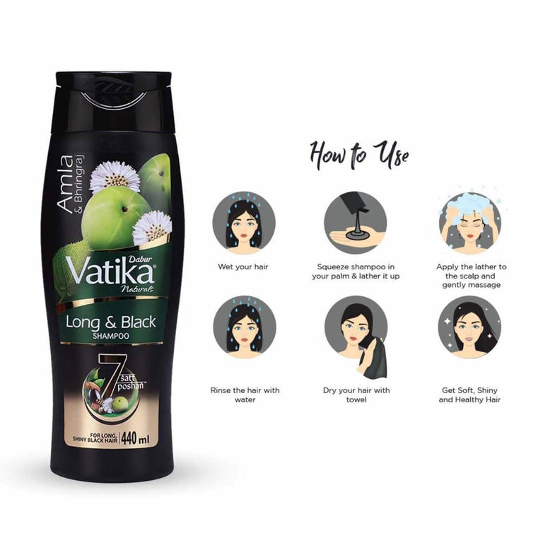 Dabur Vatika Long & Black Shampoo - 180 ml