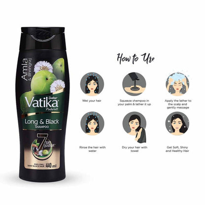 Dabur Vatika Long & Black Shampoo - 180 ml