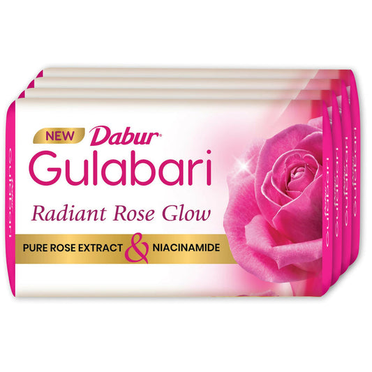 Dabur Gulabari Pure Rose Soap for Radiant Rose Glowing Skin & Body - 150 gm - Pack of 4