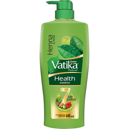 Dabur Vatika Health Shampoo For Smooth, Shiny & Nourished Hair, Repairs Hair damage, Controls Frizz, For All Hair Types - 340 ml